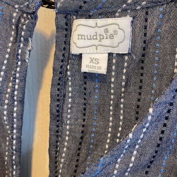 MUDPIE ISLA RUFFLE SLEEVE BLUE STRIPE ROMPER - XS - Picture 7 of 9